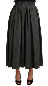 Dolce & Gabbana Gray Wool High Waist A-line PIECE Skirt -   -  Dolce & Gabbana.